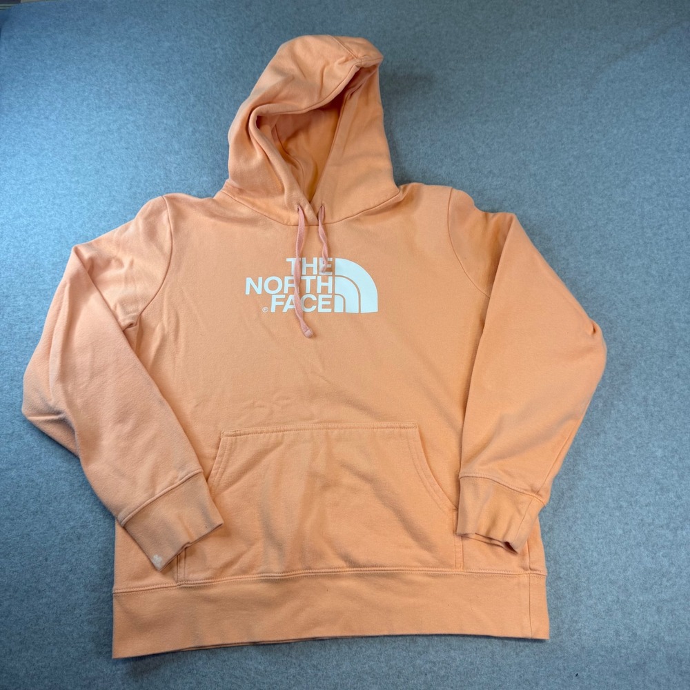 The North Face Womens Half Dome Logo Pullover Hoodie Peach Orange Large